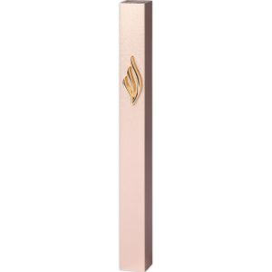 Rose Gold Aluminum Mezuzah Case with Gold-Plated Shin Letter - Suitable for Any Klaf up to 12 cm