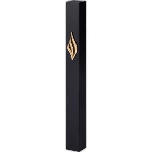 Aluminum Mezuzah Case in Black with a Golden Shin Letter - Fits Any Scroll up to 12 cm