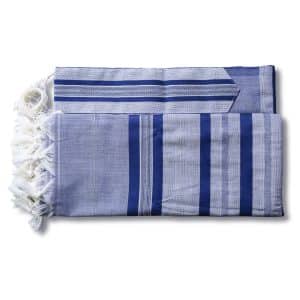 Elegant Tallit made of Wool in Shiny Blue and Silver Shades