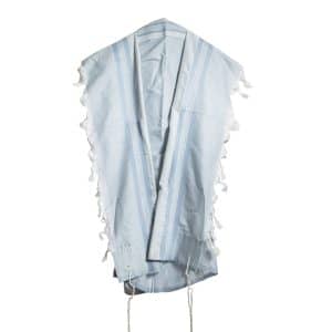 Elegant Tallit Made of Wool in Light Blue Shades