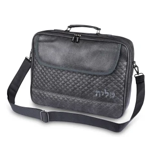 Suitcase bag for Tallit and Tefillin dark gray faux leather with internal division