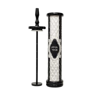 Luxury Megillah Case Wood and Faux Leather – White Diamonds Model (Fits Megillah up to 30 cm Height)