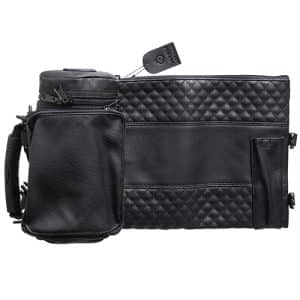 Rigid Thermal Tallit and Tefillin Set - Black Faux Leather