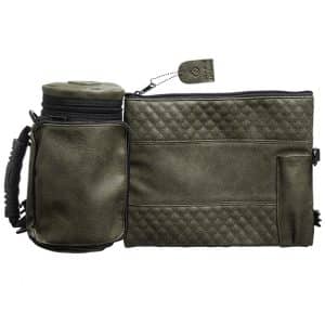 Thermal Hard-Shell Tallit and Tefillin Set - Olive Green Faux Leather