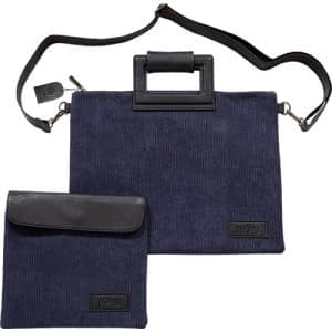 Tallit and Tefillin Bag Made of Navy Blue Corduroy with Handle and Shoulder Strap