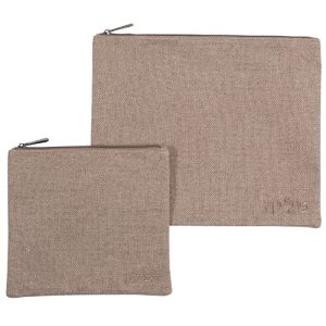 Tallit and Tefillin Bags - Woven Fabric with a Linen Look in Rustic Beige