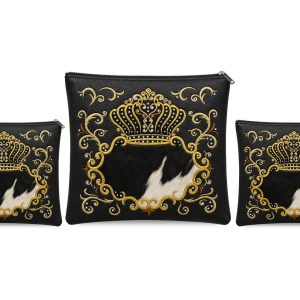 Luxury Tallit and Tefillin Bag Set - Luxurious Crown Model Combined with Black Leather and Black-White Fur