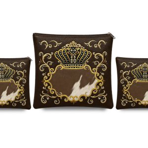 Luxury Tallit and Tefillin Bag Set - Luxurious Crown Model Combined with Brown Leather and Brown-White Fur