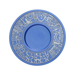Royal Blue Kiddush Cup with Jerusalem Cutout