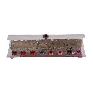 Hammered Wave Hanukkah Menorah in Burgundy