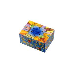 Painted Besamim Box - Jerusalem and Flowers