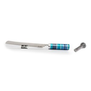 Challah Knife with Full Blue Ring Handle