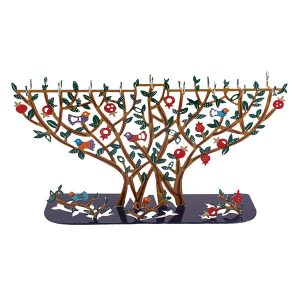 Tea Light Hanukkah Menorah with Trees