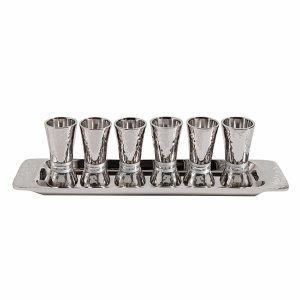 Hammered Kiddush Cups Set with Silver Rings