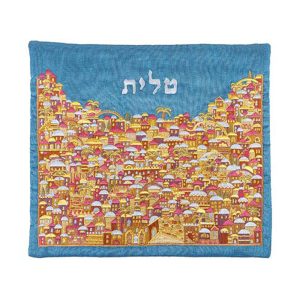 Tallit Bag with Colorful Jerusalem on Turquoise