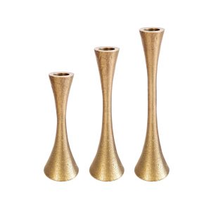 Set of Three Round Copper Candlesticks