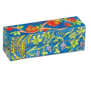 Wooden Travel Hanukkah Menorah with Pomegranates