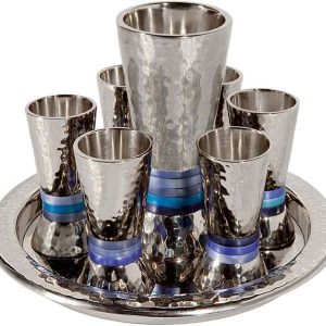 Kiddush Set with Blue Rings