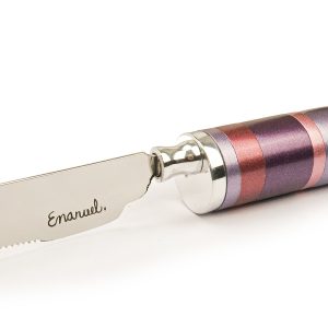 Challah Knife with Full Burgundy Ring Handle
