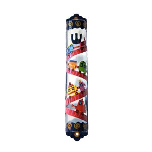 Hand-Painted Mezuzah Case with a Train