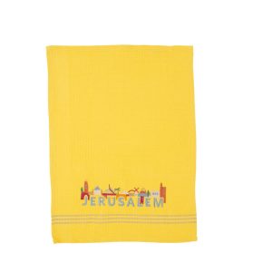 Yellow Kitchen Towel - Embroidered Jerusalem View