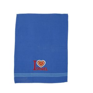 Blue Kitchen Towel - Embroidered Heart, Israel
