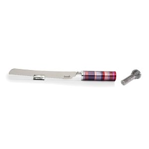Challah Knife with Full Burgundy Ring Handle