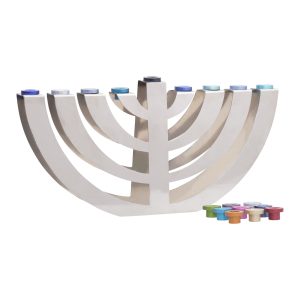 Modern White Hanukkah Menorah with Arches