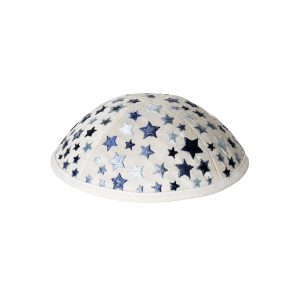 Children's Kippah with Stars, White