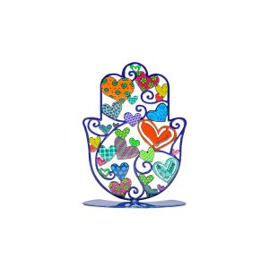 Small Standing Hamsa with Colorful Hearts