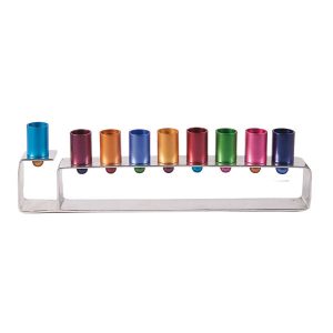 Colorful Metal Bar Hanukkah Menorah