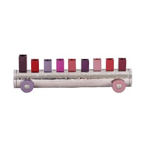 Small Train Hanukkah Menorah in Burgundy