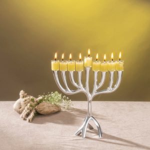 Large Tree of Life Hanukkah Menorah, 26 cm