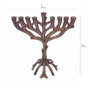 Copper-Tone Tree of Life Hanukkah Menorah, 23 cm