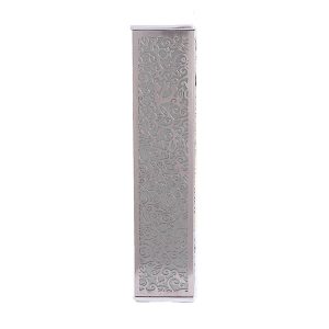 Wide Mezuzah Case with Pomegranates, Stainless Steel