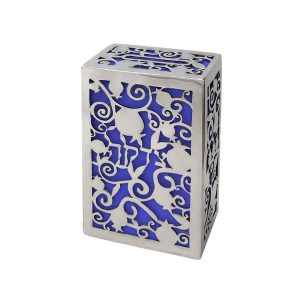 Metal Cutout Tzedakah Box on Blue