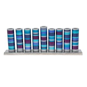 Rings Hanukkah Menorah in Blue and Purple