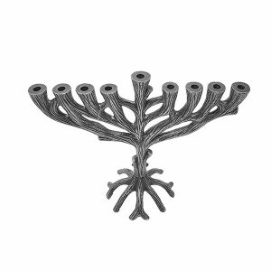 Silver Tree of Life Hanukkah Menorah, 25 cm