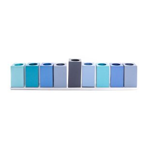 Cubes Hanukkah Menorah in Shades of Blue