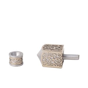 Small Dreidel with Pomegranates Cutout in Silver