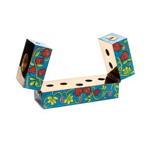 Wooden Hanukkah Menorah and Shabbat Candle Holder - Pomegranates