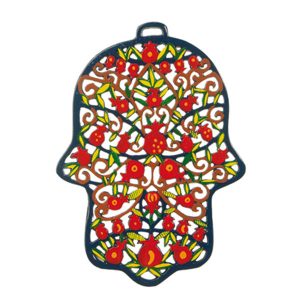 Large Laser-Cut Hamsa - Pomegranates and Ornaments