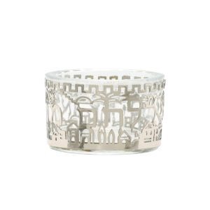 Glass Salt Dish - Silver Jerusalem