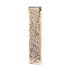 Wide Mezuzah Case with Pomegranates, Copper