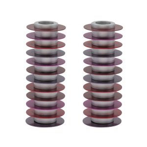 Tall Shabbat Candlesticks of Burgundy Discs