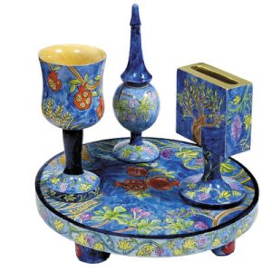 Hand-Painted Wooden Havdalah Set - Seven Species