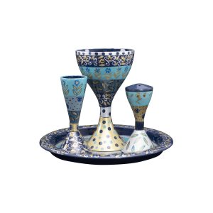 Hand-Painted Havdalah Set in Shades of Blue