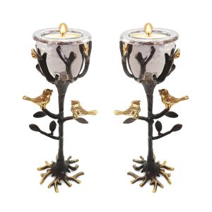 Tree of Life Shabbat Candlesticks with Birds