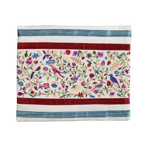 Tallit Bag Embroidered with Colorful Birds and Flowers