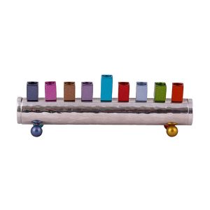 Small Round Bar Colorful Hanukkah Menorah